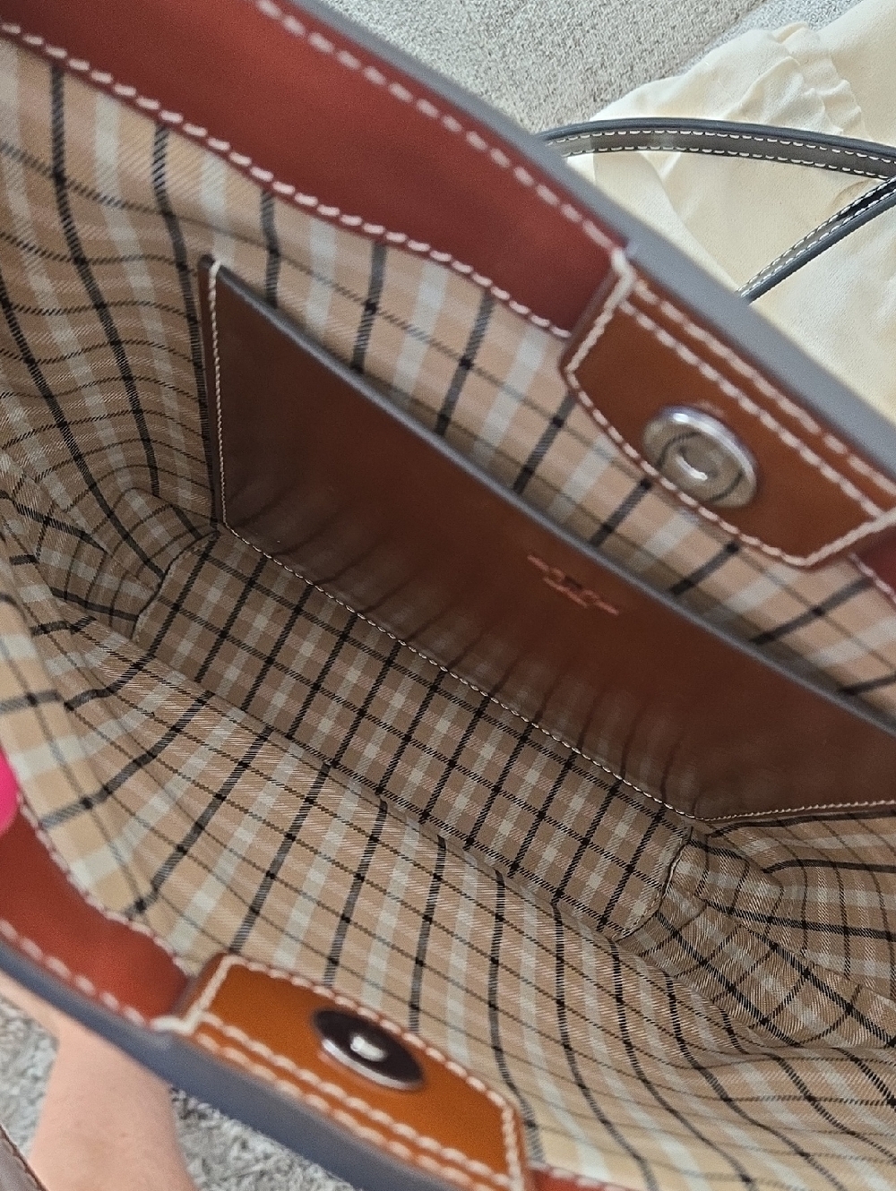 Tory Burch McGraw Canvas Bucket Bag with Black & Brown Trim - Picture 10 of 14